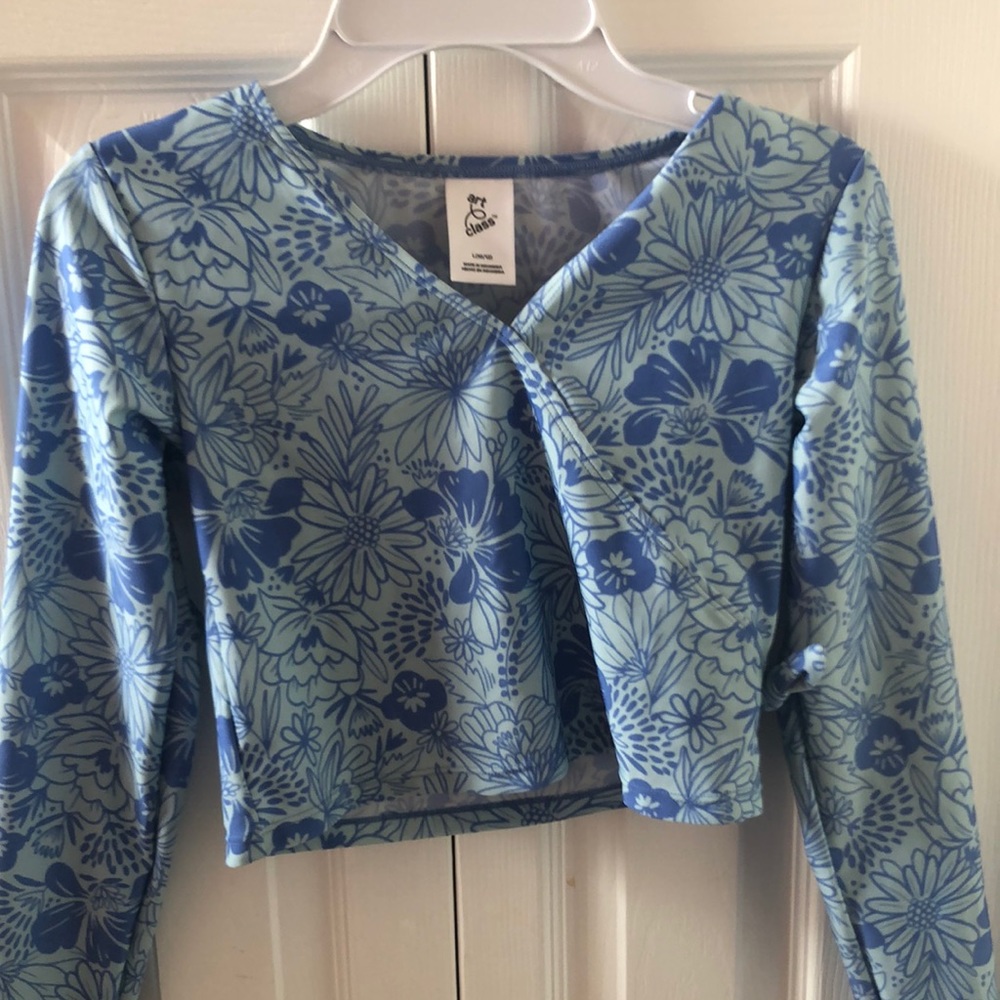 A swimsuit top coverup